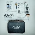 Professional Kit (18 items) — 18-piece AURA barbering kit with clipper, trimmer, shaver, hair dryer, cape and accessories